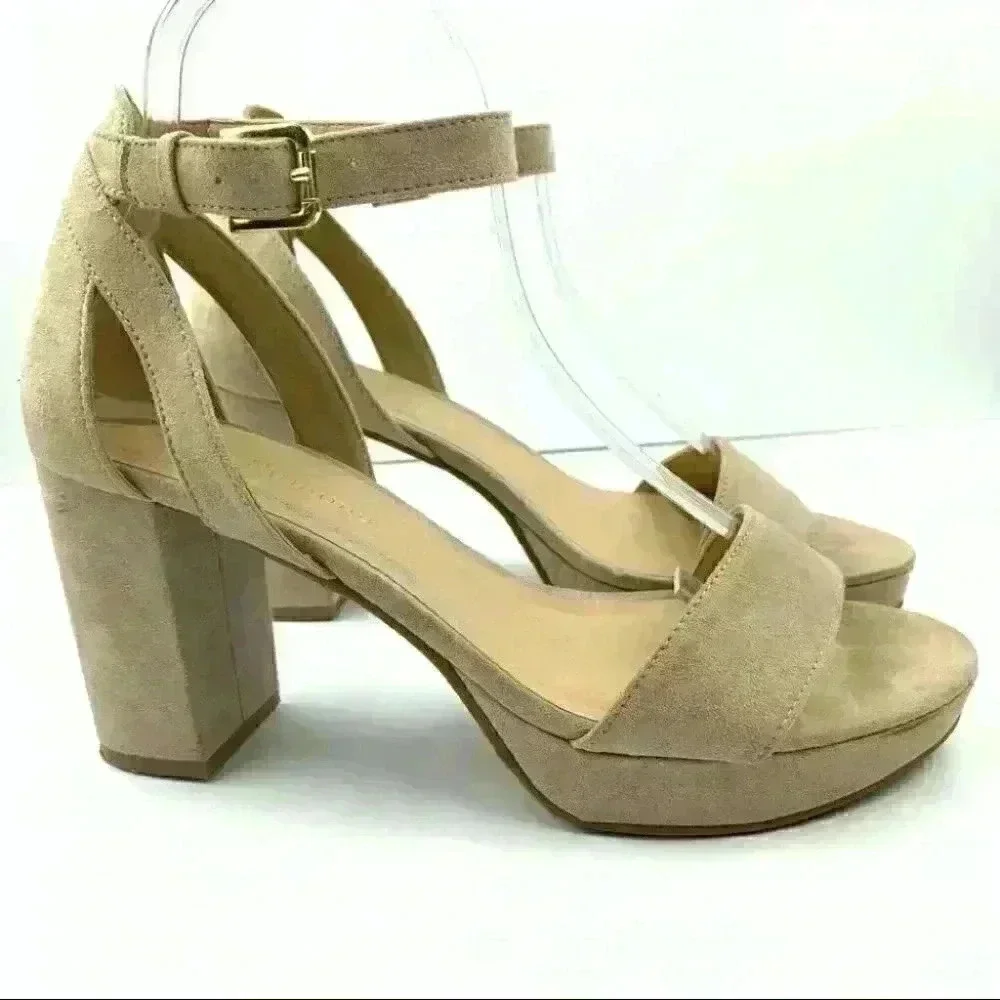 CL by Chinese Laundry heels sz 8.5 39 beige chunky y2K 90s vintage